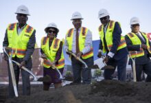 Leadership with shovels at Dymally groundbreaking