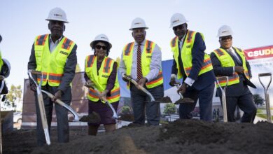 Leadership with shovels at Dymally groundbreaking