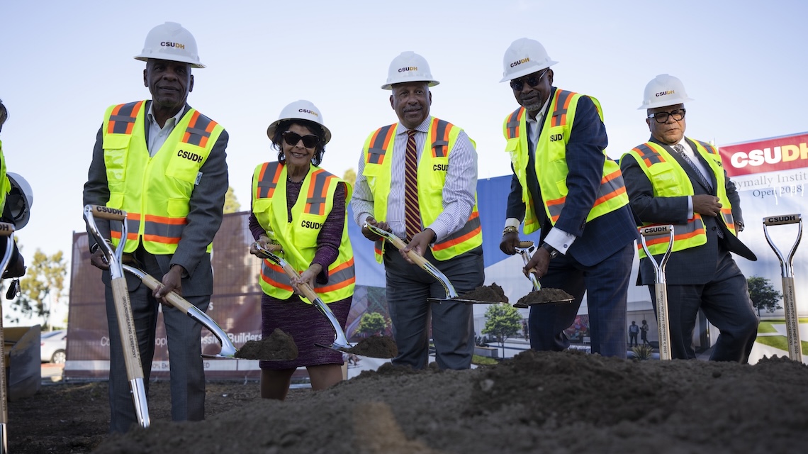 Leadership with shovels at Dymally groundbreaking