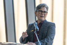 CSUDH Interim Pres. Villarreal speaking at community breakfast,