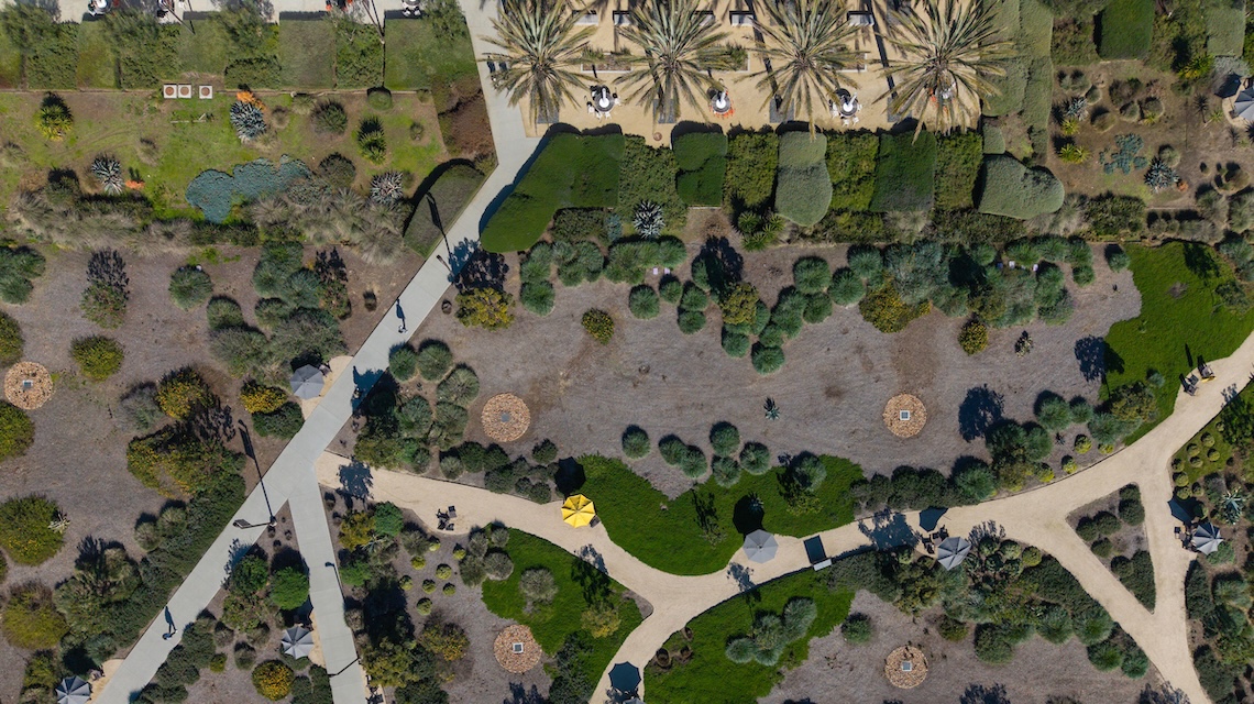Aerial view of campus landscape