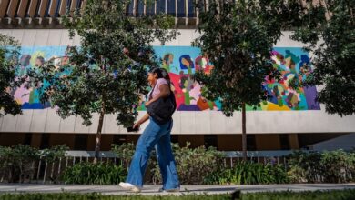 Students walking on campus