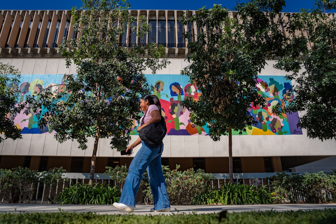 Students walking on campus