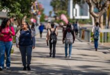 Students walking on campus