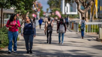 Students walking on campus