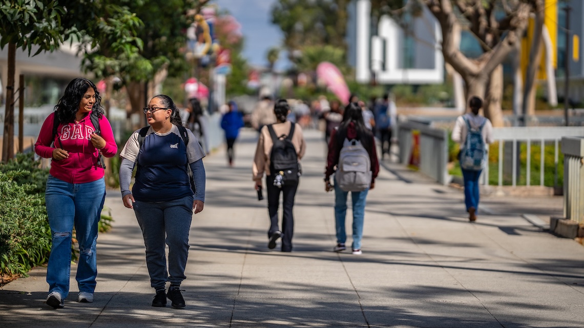 Students walking on campus