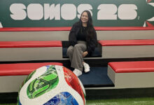 CSUDH alumna Ilyanna Gutierrez at FIFA's Mexico City offices.