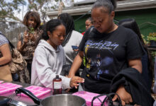 Compton G.IRLS Club members at the CSUDH Urban Farm.