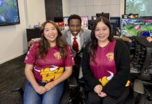 CSUDH esports grads with KTLA reporter