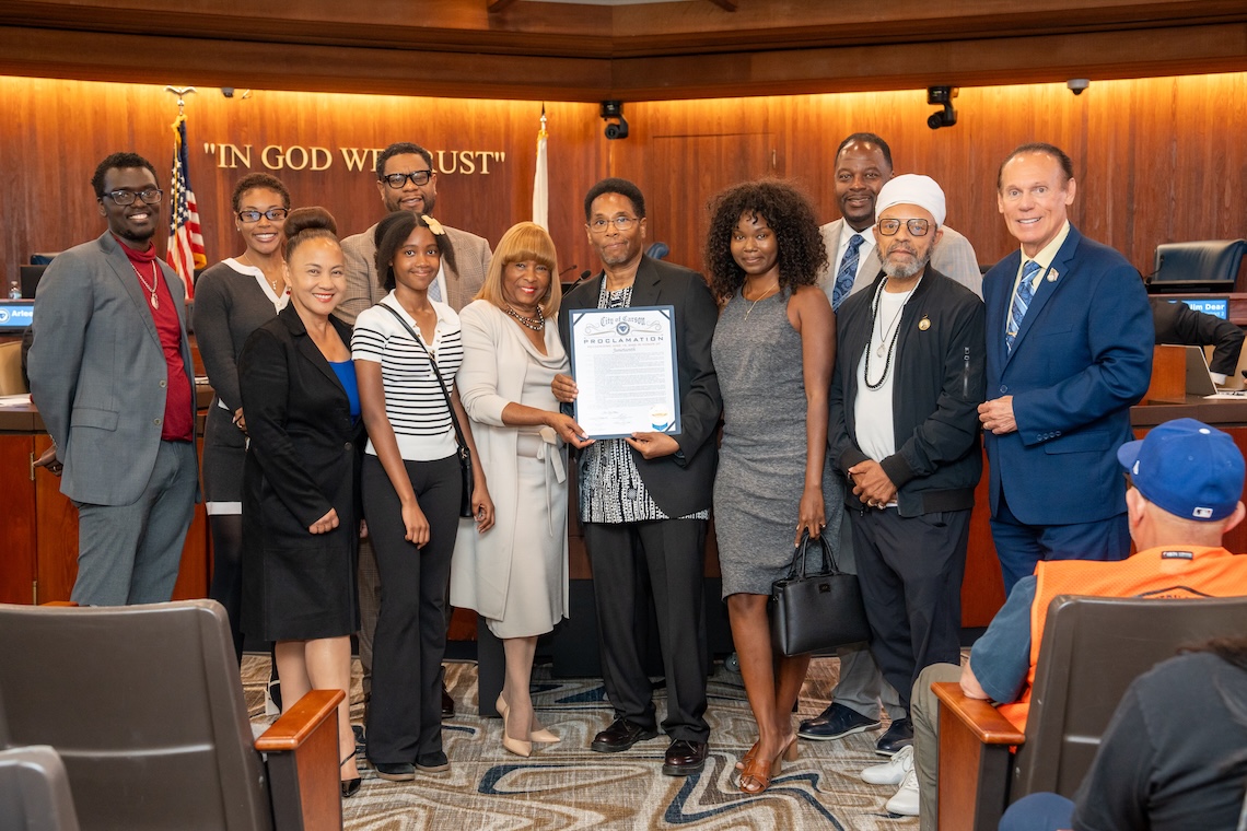 Group photo of CSUDH and City of Carson representatives with Juneteenth Proclamation