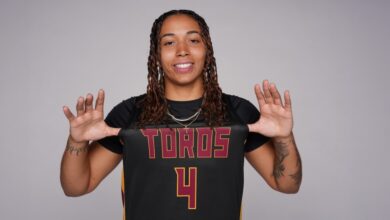 Kylee Egar wearing her #4 basketball jersey