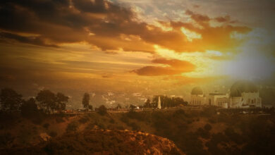 View of Griffith Observatory at sunset
