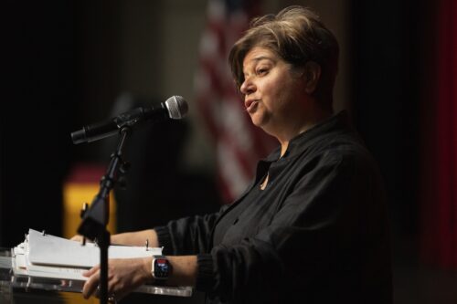 Interim Provost and Vice President of Academic Affairs Kim Costino onstage