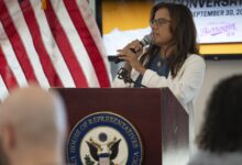 Rep. Nanette Barragán at a podium