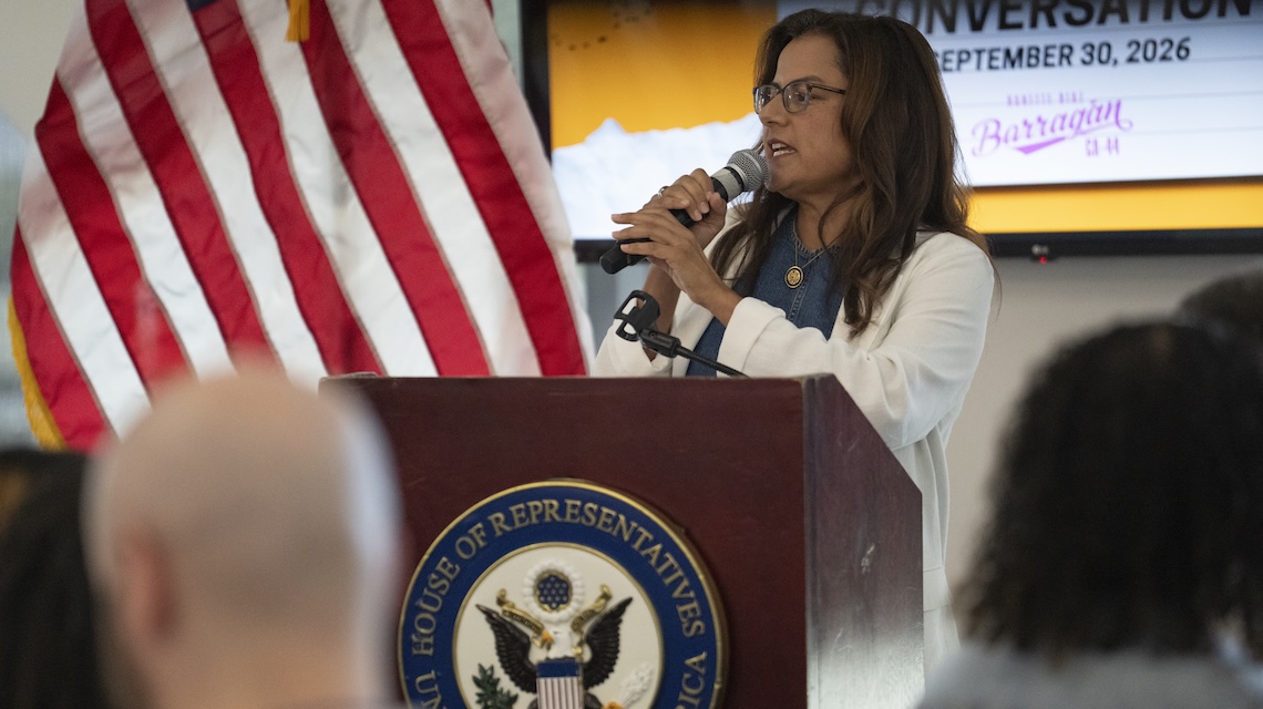 Rep. Nanette Barragán at a podium