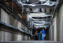 Visitors in the cobweb-decorated underground tunnels